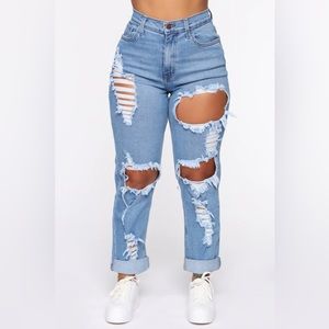 Fashion Nova Driving Me Crazy Mom Jeans - Medium Blue Wash